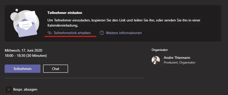 Ein Screenshot von Microsoft Teams zur Planung eines Liveereignisses.